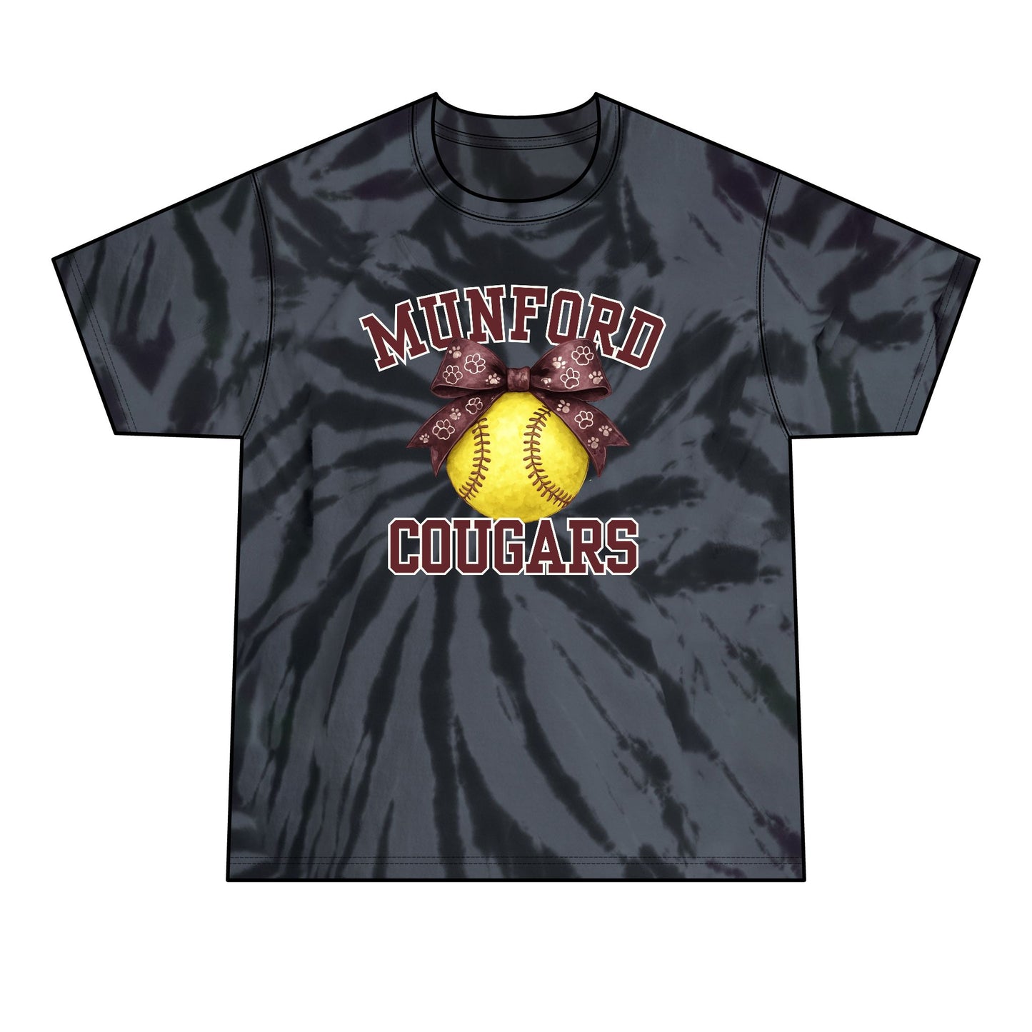 Coachable Vibes: Munford Cougars Tie-Dye Softball Tee