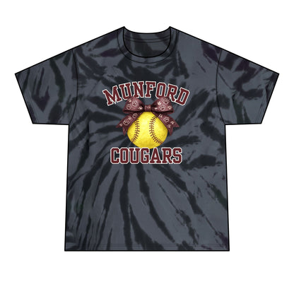 Coachable Vibes: Munford Cougars Tie-Dye Softball Tee