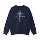 GILDAN - GET DOWN IN THE GOSPEL ADULT SWEATSHIRT GRAY CAMO CROSS