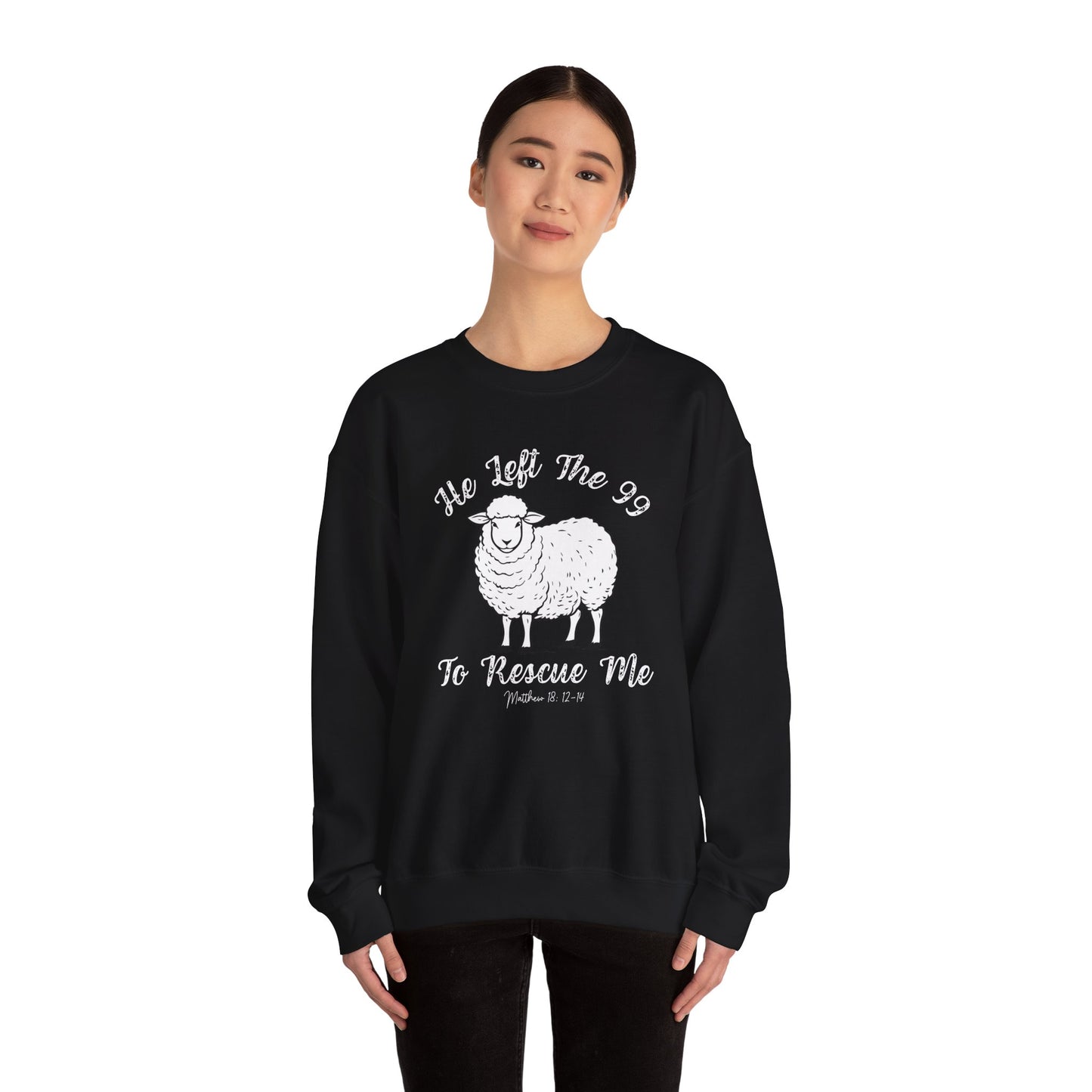 HE LEFT THE 99 WHITE FONT ADULT SWEATSHIRT