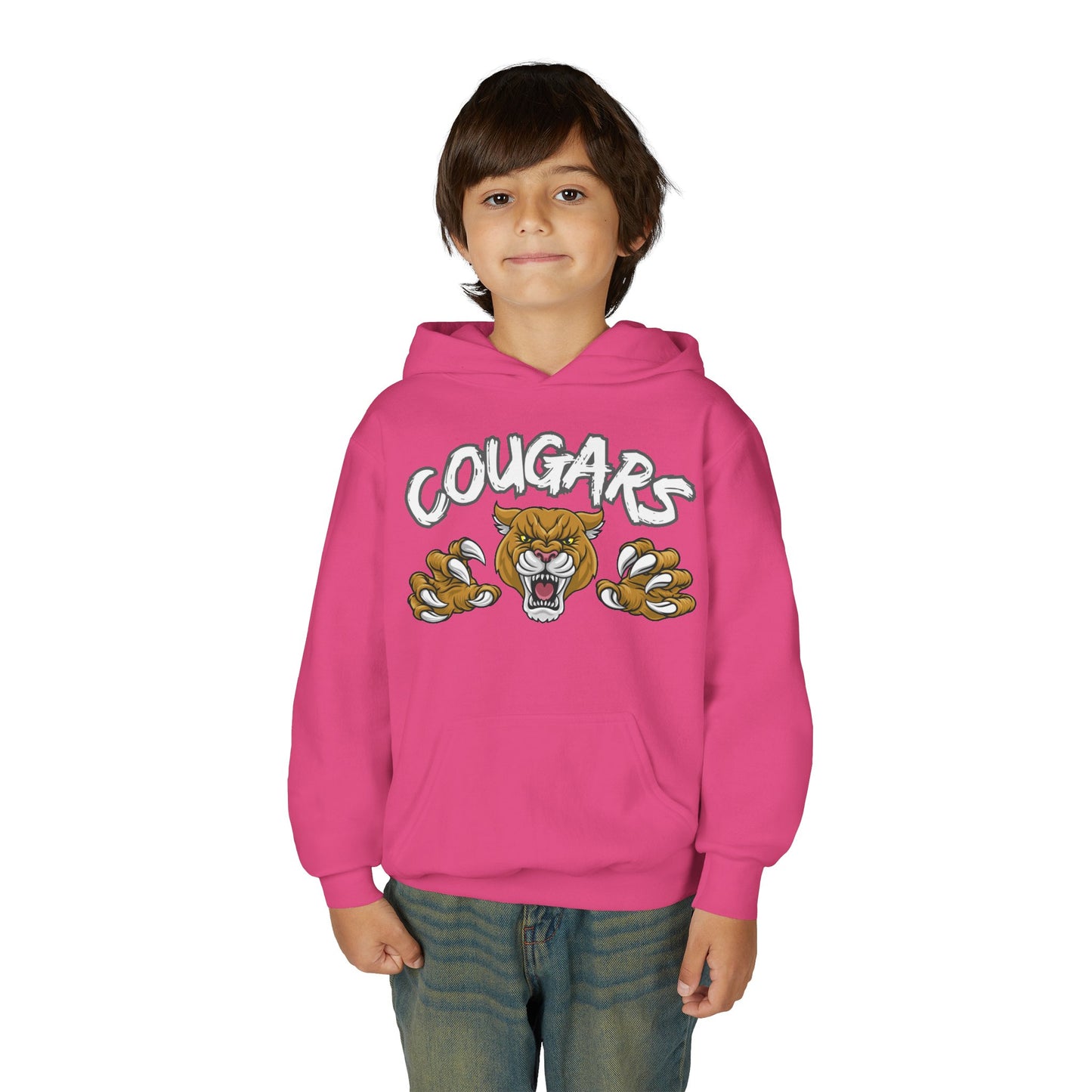 YOUTH COUGARS HOODIE WHITE FONT