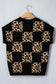 Red Leopard Checkerboard Short Sleeve Knit Sweater