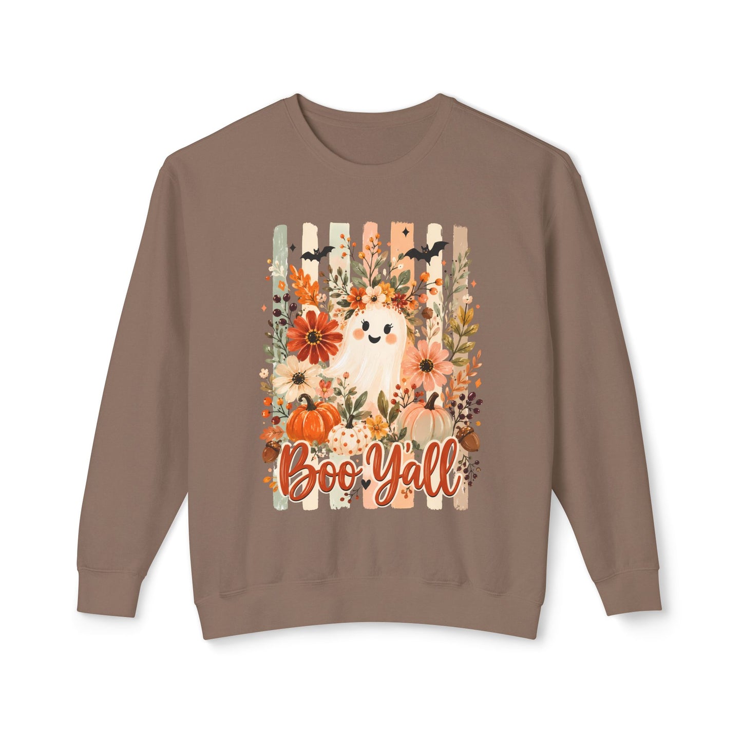 COMFORT COLORS - Boo Y'all Halloween Sweatshirt — Cute Ghost & Pumpkin Fall Crewneck