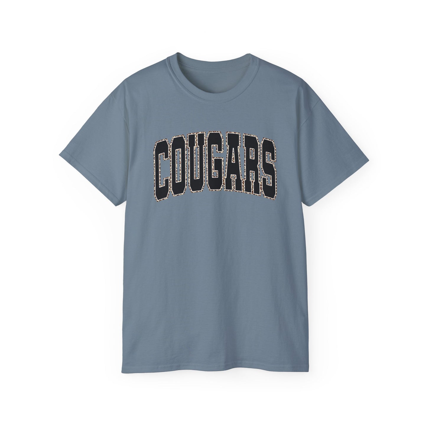 Cougars Arch Logo Tee Leopard Print Outline— Vintage Collegiate Graphic T-Shirt
