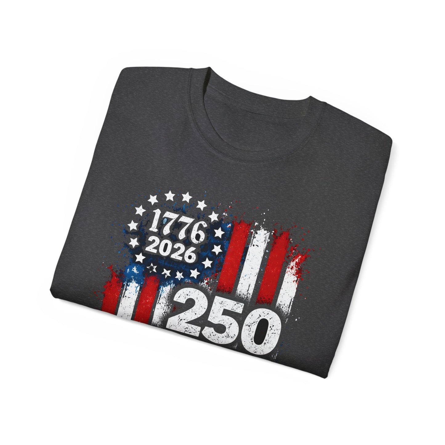 GILDAN - 250 Years American Flag T-Shirt — 1776–2026 Patriotic Independence Day Tee