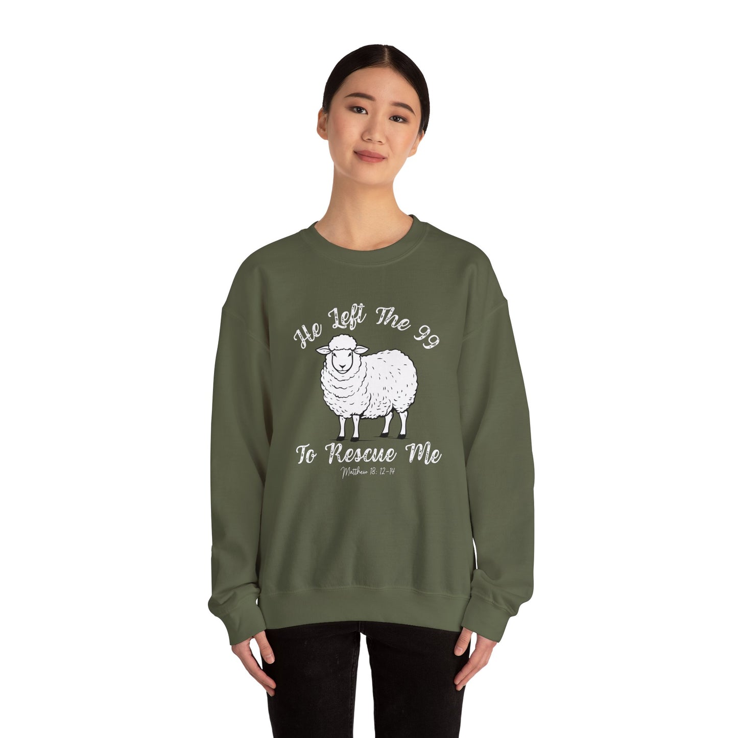 HE LEFT THE 99 WHITE FONT ADULT SWEATSHIRT