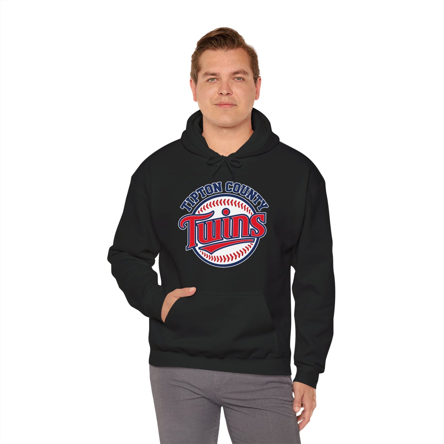 Twins Baseball Hoodie — Tipton County Team Logo & Custom Number (Chapman 13)