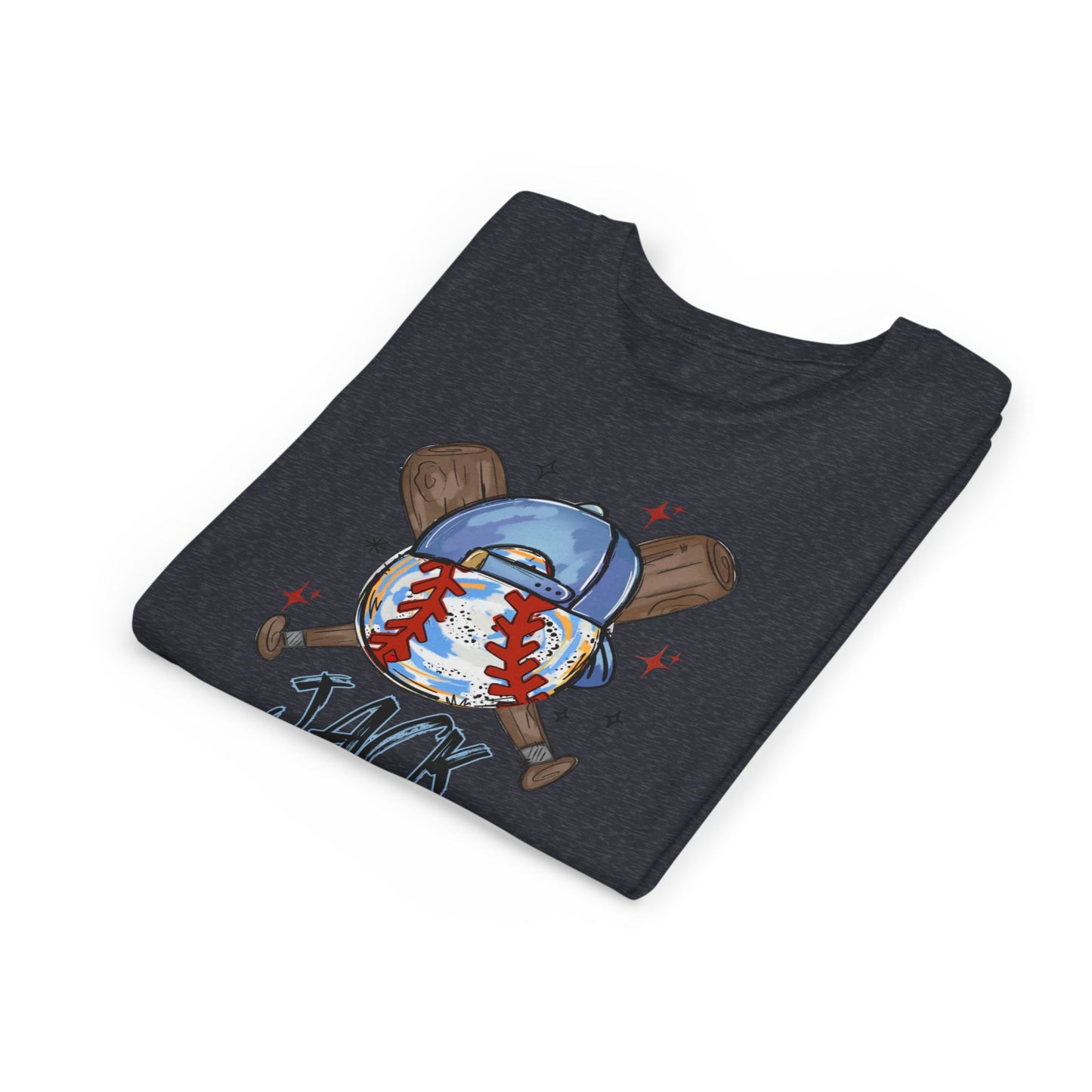 *** NEED THIS PERSONALIZED? DO NOT ORDER THIS SHIRT - PLEASE EMAIL ME AT REFININGFAITHCOMPANY@GMAIL.COM - Youth Baseball Tee — Personalized 'Jack' Cap & Crossed Bats Design