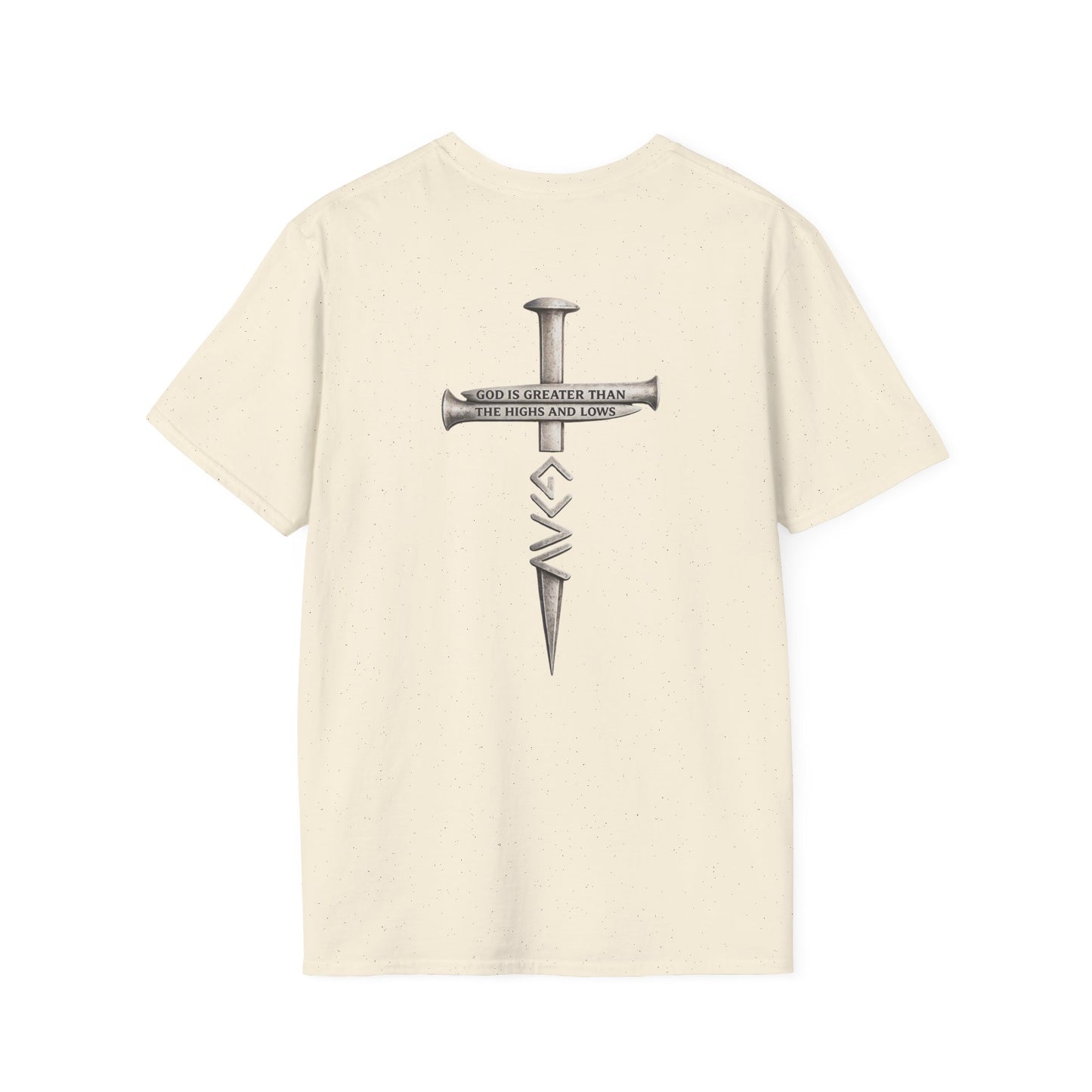 T-Shirt — 'Get Down' Cross & Nail Graphic