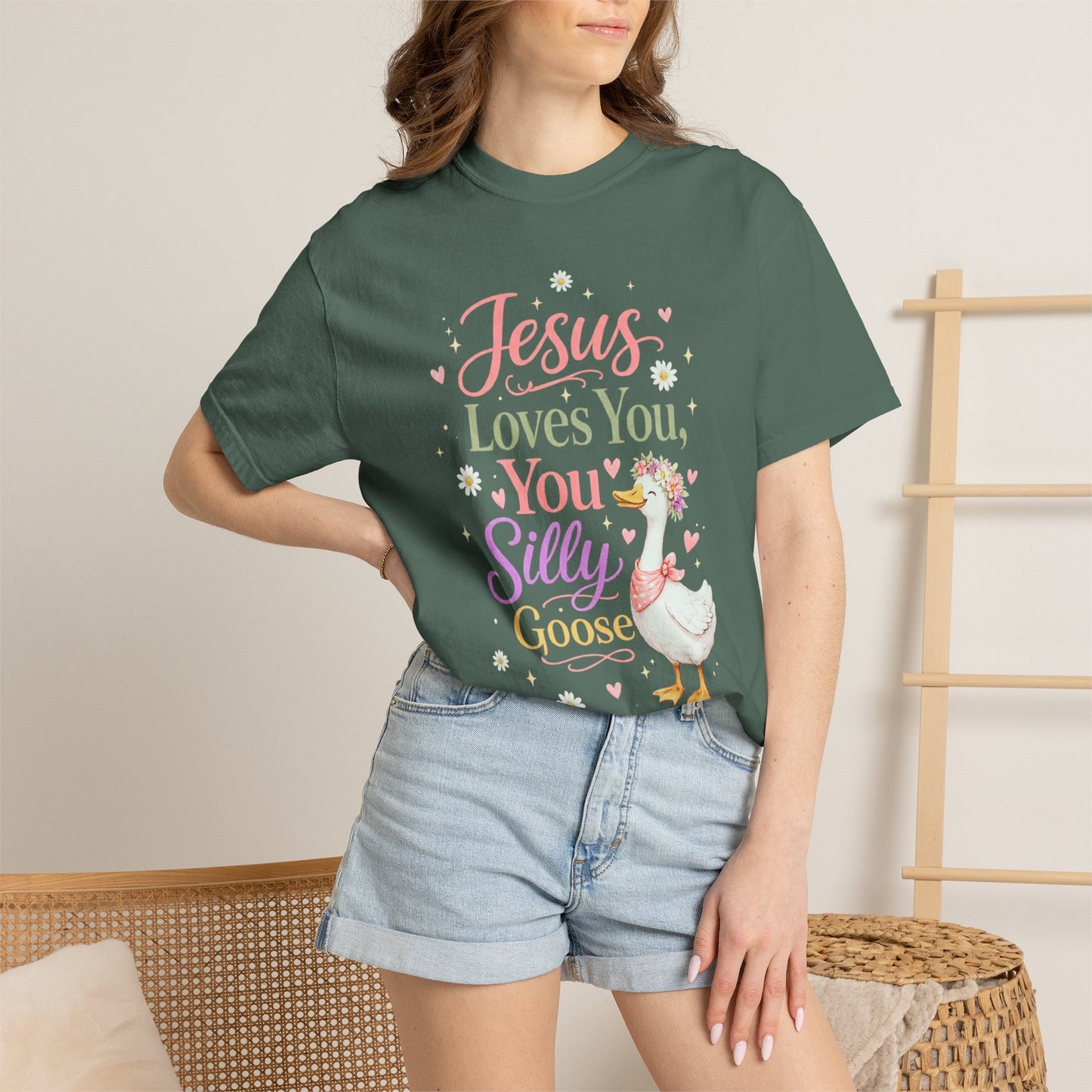 COMFORT COLORS - Jesus Loves You Silly Goose T-Shirt — Cute Christian Graphic Tee