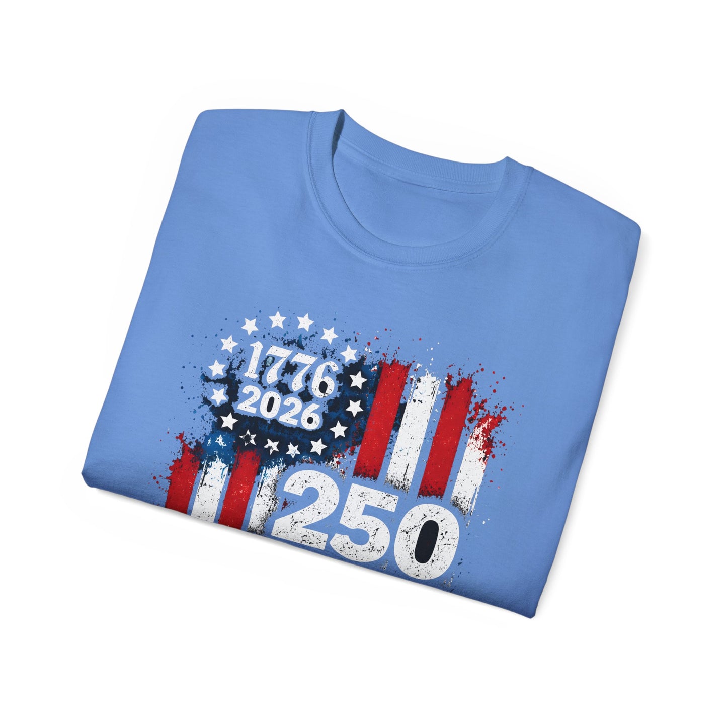 GILDAN - 250 Years American Flag T-Shirt — 1776–2026 Patriotic Independence Day Tee
