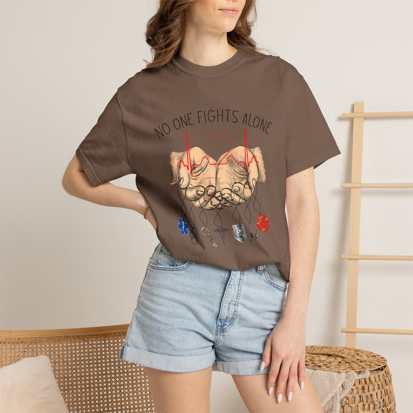 COMFORT COLORS - No One Fights Alone T-Shirt — Supportive Cancer Awareness Tee