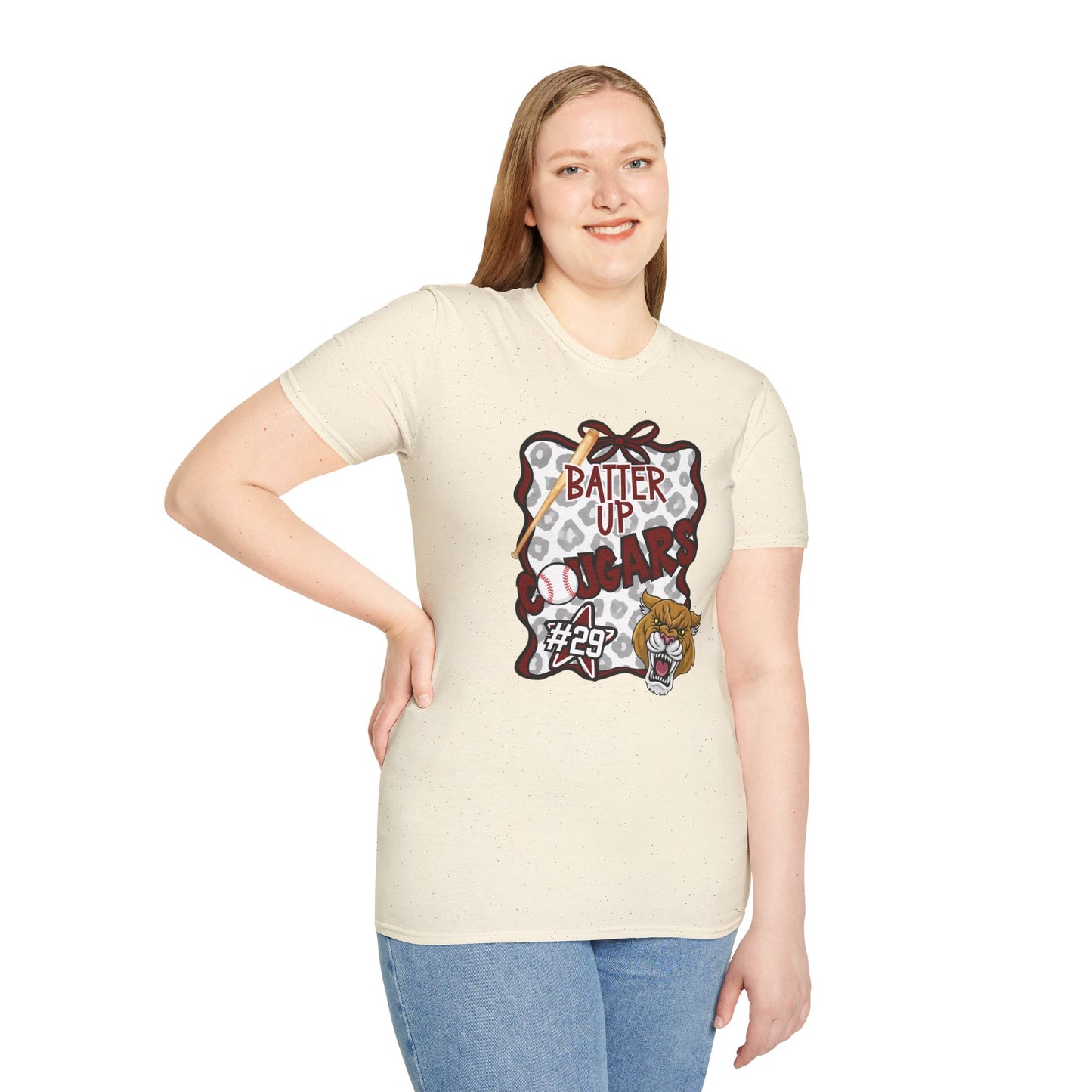 ** ***DO NOT ORDER THIS SHIRT - CONTACT ME @REFININGFAITHCOMPANY@GMAIL.COM TO PERSONALIZE THIS ***  Batter Up Cougars Baseball T-Shirt — #29 Team Spirit Tee