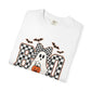 COMFORT COLORS - Boo Ghost Halloween T-Shirt — Checkered Pumpkin Trick-or-Treat Tee