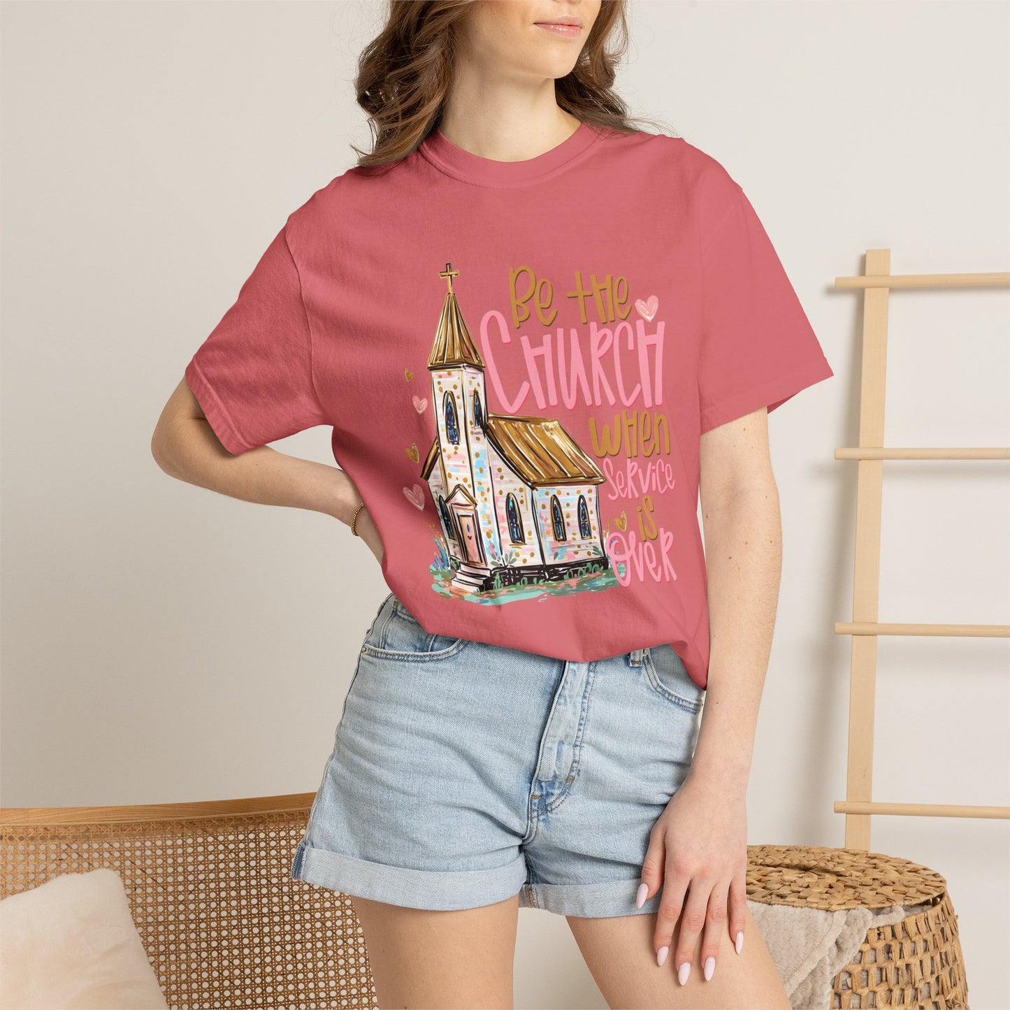 COMFORT COLORS - Christian T-Shirt — "Be the Church When Service Is Over" Graphic Tee