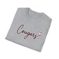 Cougars Script T-Shirt — Retro Pink Heart Team Tee