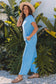 Bright Green Solid Corded Knit Short Sleeve T Shirt and Wide Leg Pants Set