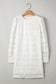White Lace Crochet Round Neck Puff Sleeve Shift Mini Dress