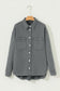 Medium Grey Mineral Wash Chest Pockets Drop Shoulder Shacket with Side Slit