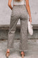 Brown Leopard Frayed Edge Wide Leg High Waist Jeans