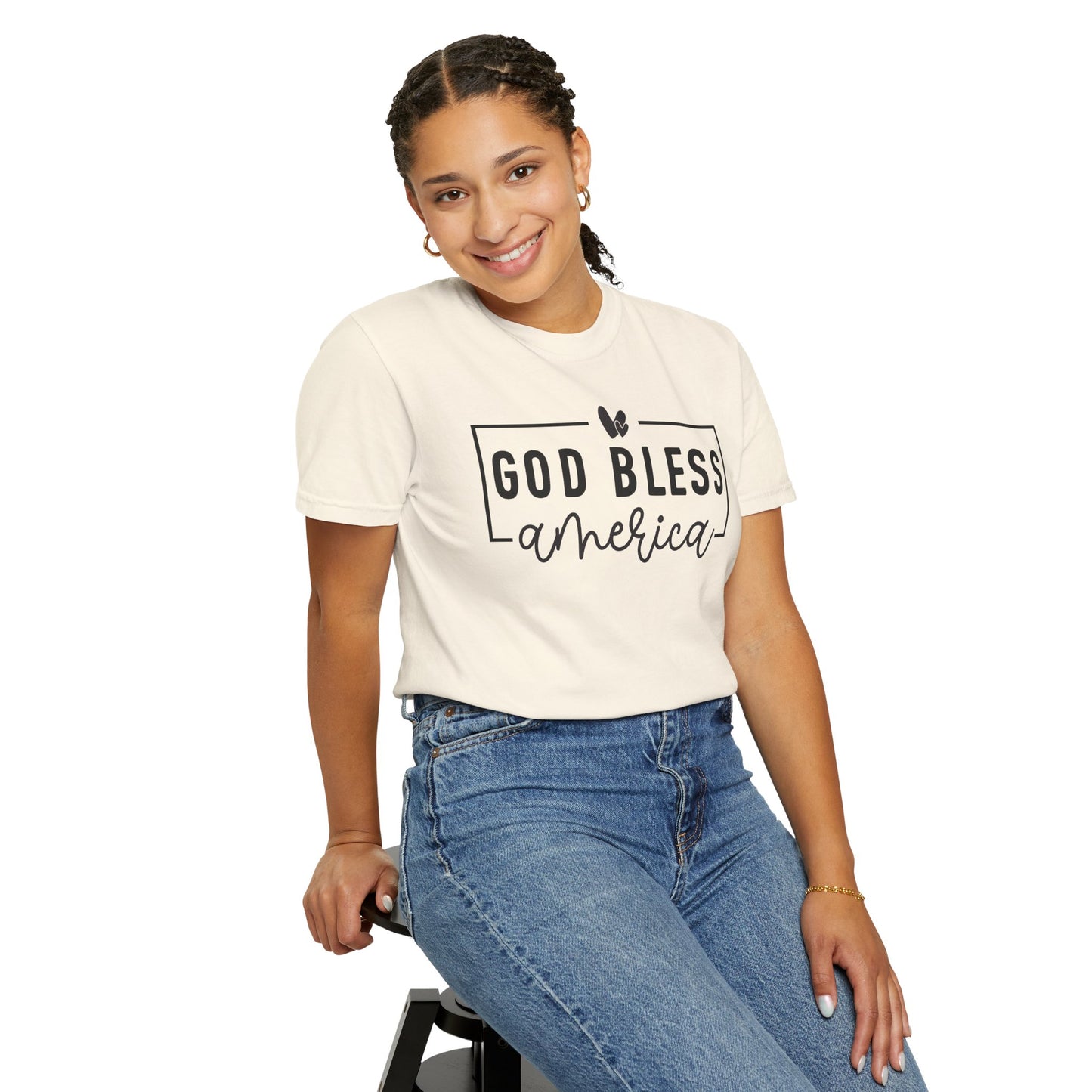 COMFORT COLORS - God Bless America T-Shirt — Patriotic Script Tee