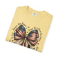 COMFORT COLORS - Patriotic American Flag Bow T-Shirt — "Home of the Brave" Fourth of July Tee