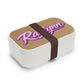 *** MESSAGE ME FOR PERSONALIZATION *** Personalized Bento Lunch Box — 'Raelynn' Pink Script Name on Wood Grain