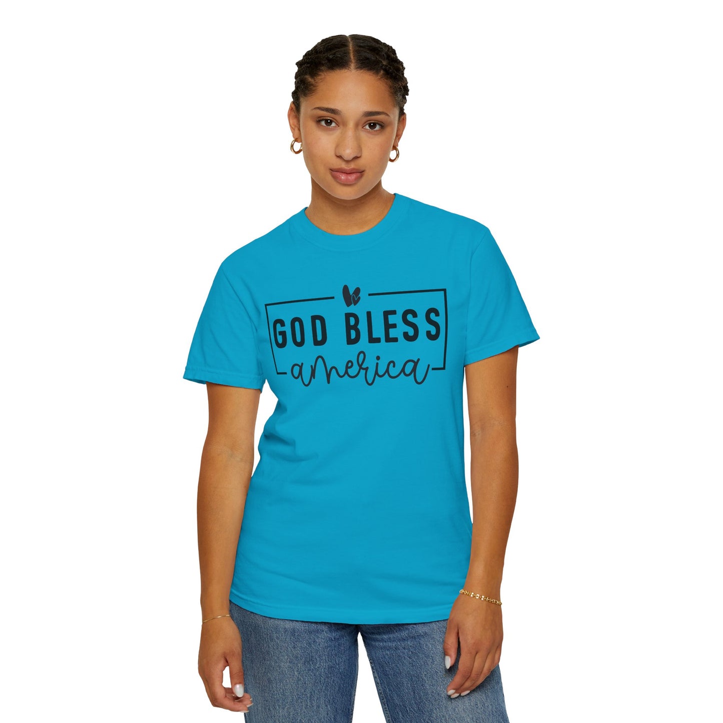 COMFORT COLORS - God Bless America T-Shirt — Patriotic Script Tee