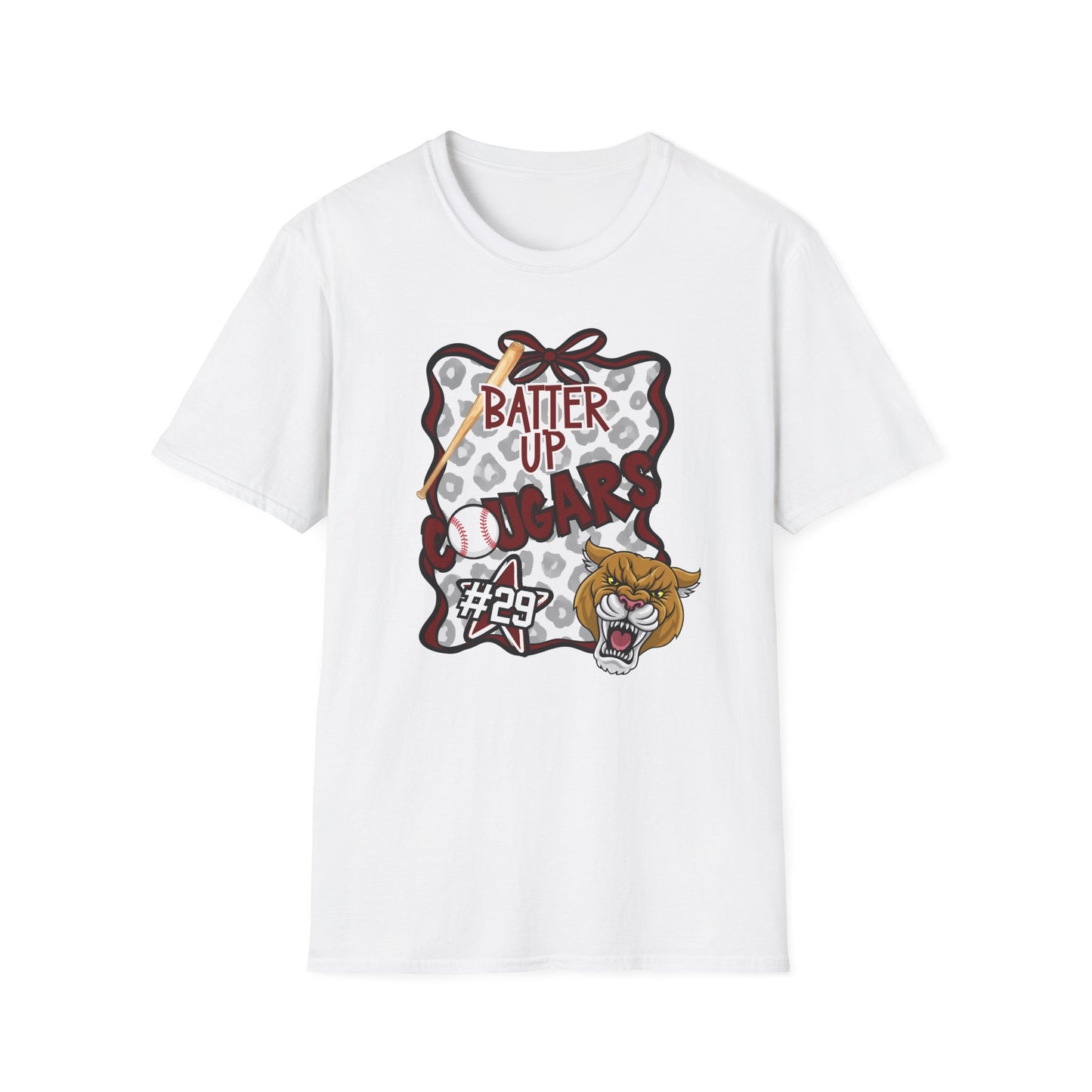 ** ***DO NOT ORDER THIS SHIRT - CONTACT ME @REFININGFAITHCOMPANY@GMAIL.COM TO PERSONALIZE THIS ***  Batter Up Cougars Baseball T-Shirt — #29 Team Spirit Tee