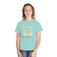 COMFORT COLORS - Easter Floral Bunny Youth Tee — 'Because He Lives'