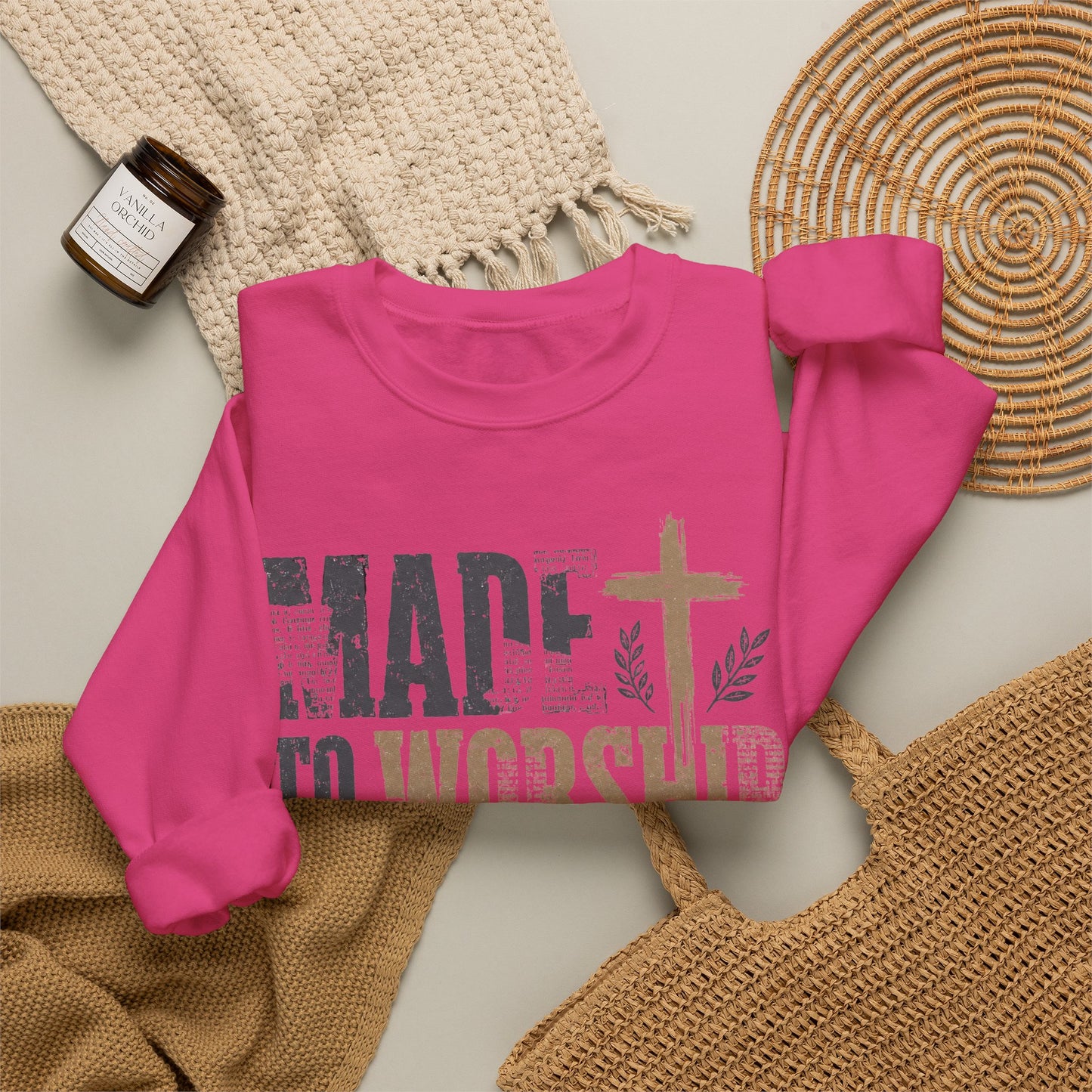 GILDAN - Worship Crewneck Sweatshirt — "Made to Worship to Him" Christian Pullover