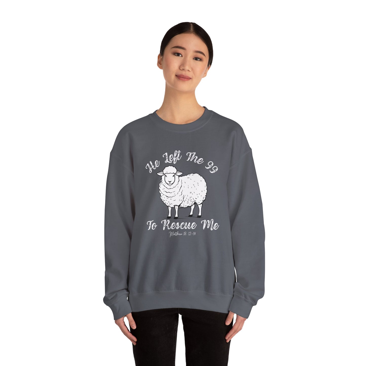 HE LEFT THE 99 WHITE FONT ADULT SWEATSHIRT