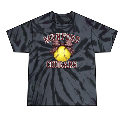 Coachable Vibes: Munford Cougars Tie-Dye Softball Tee