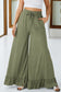 Black Ruffled Wide Leg Pull On High Waist Pants with Pockets