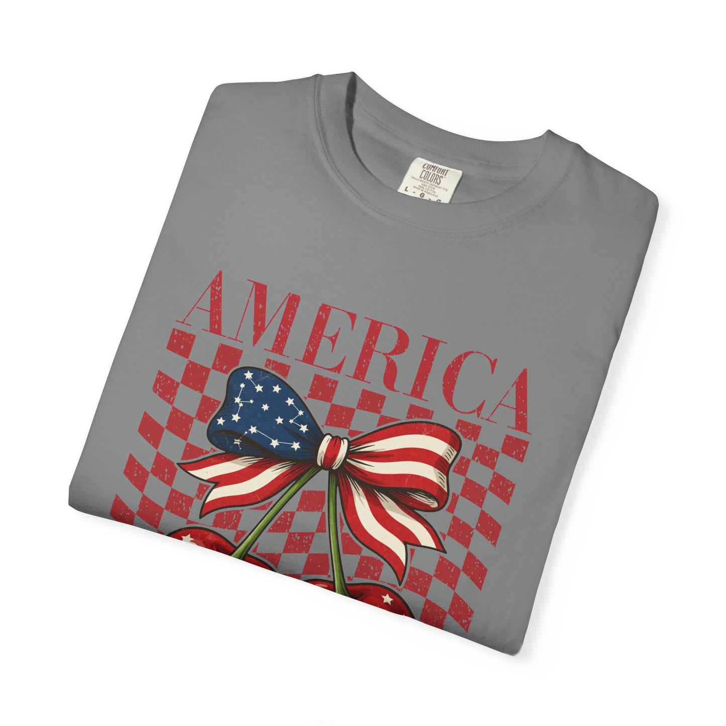 COMFORT COLORS - America Cherry Graphic T-Shirt — Patriotic 4th of July Tee