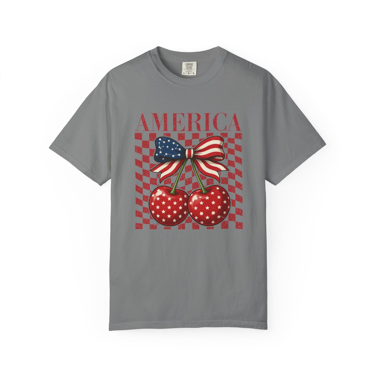 COMFORT COLORS - America Cherry Graphic T-Shirt — Patriotic 4th of July Tee