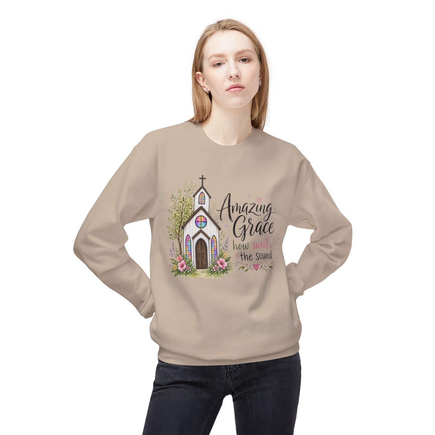 GILDAN - Amazing Grace Church Sweatshirt — "How Sweet the Sound" Christian Crewneck