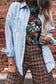 Sky Blue Stripe Boyfriend Chest Pocket Classic Denim Shacket