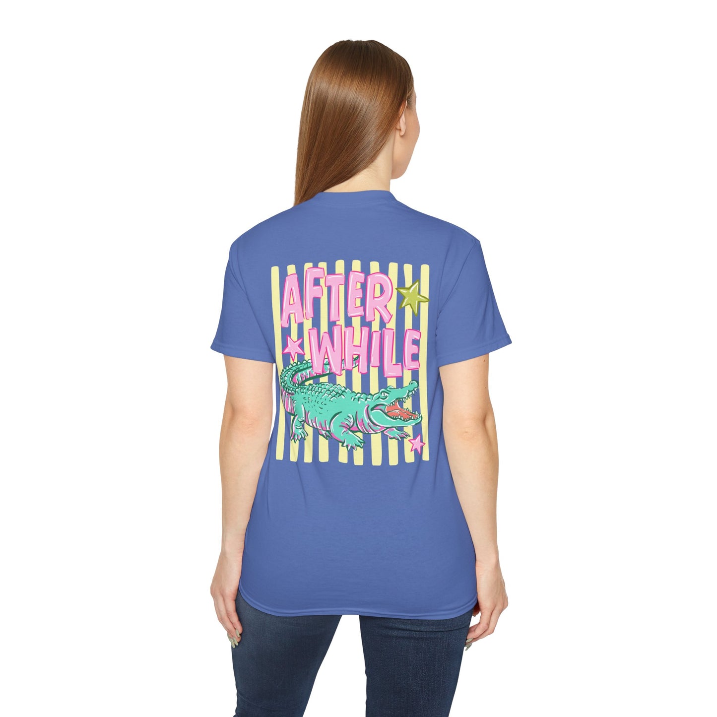 Later Alligator T‑Shirt — Retro Pink & Teal Gator Graphic Tee