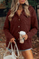 Medium Grey Ribbed Knit Buttons Front Flap Pocket Casual Shacket