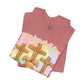 BELLA  CANVAS - Easter Bunny Kneeling at Crosses T‑Shirt — Christian Easter Faith Tee