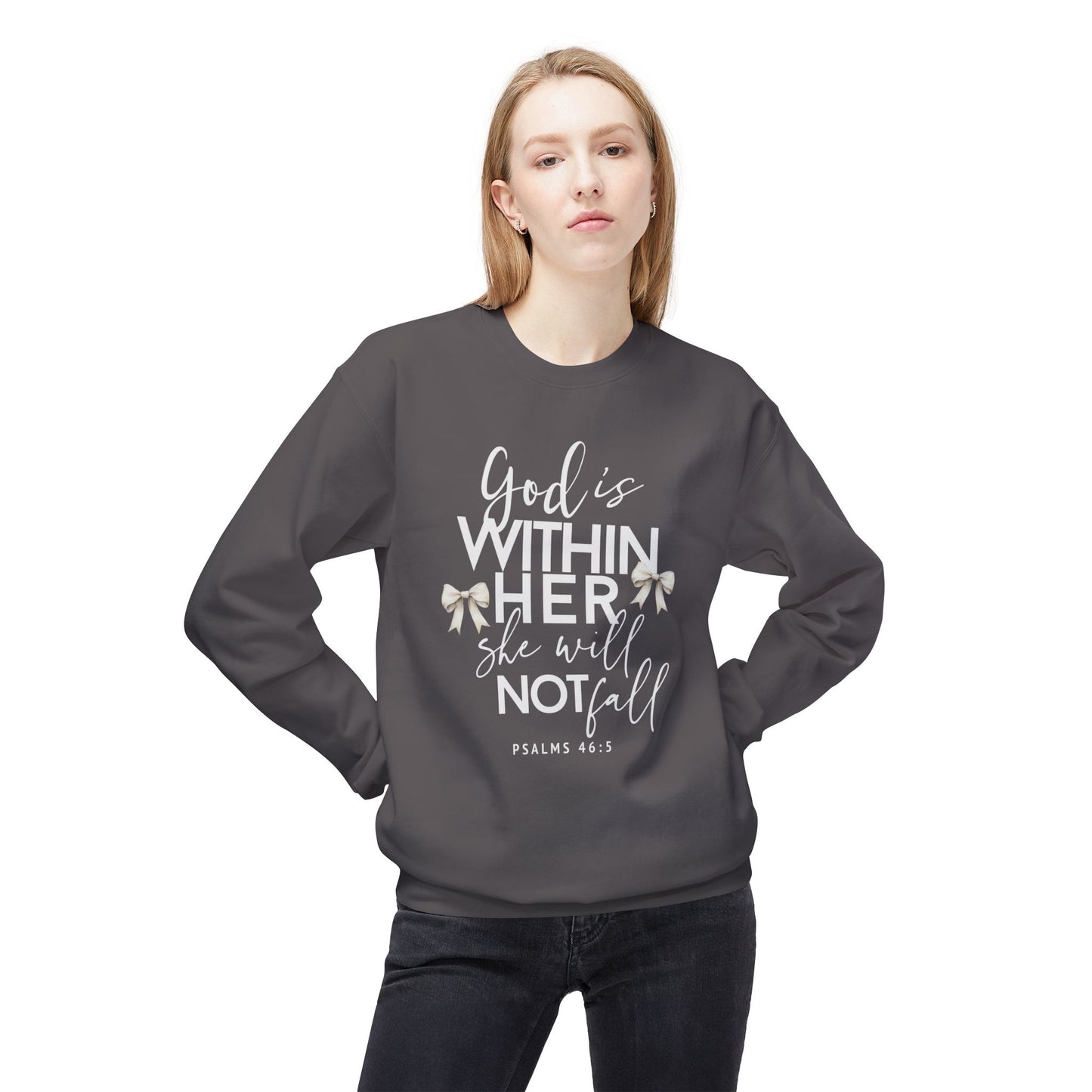 God Is Within Her Crewneck Sweatshirt — Inspirational Christian Pullover