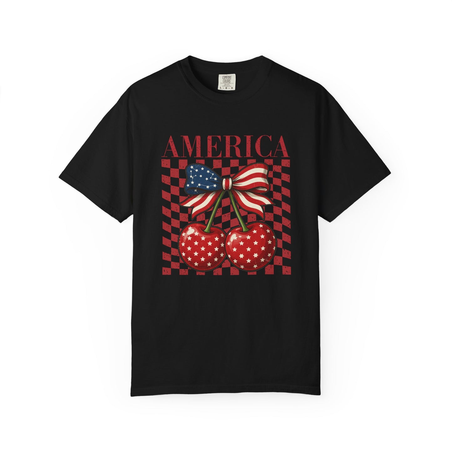 COMFORT COLORS - America Cherry Graphic T-Shirt — Patriotic 4th of July Tee