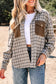 Casual Contrast Corduroy Flap Pocket Patchwork Plaid Shacket
