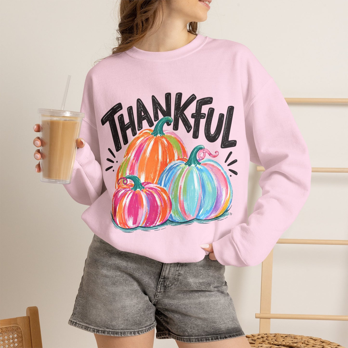 GILDAN - Thankful Pumpkin Crewneck Sweatshirt
