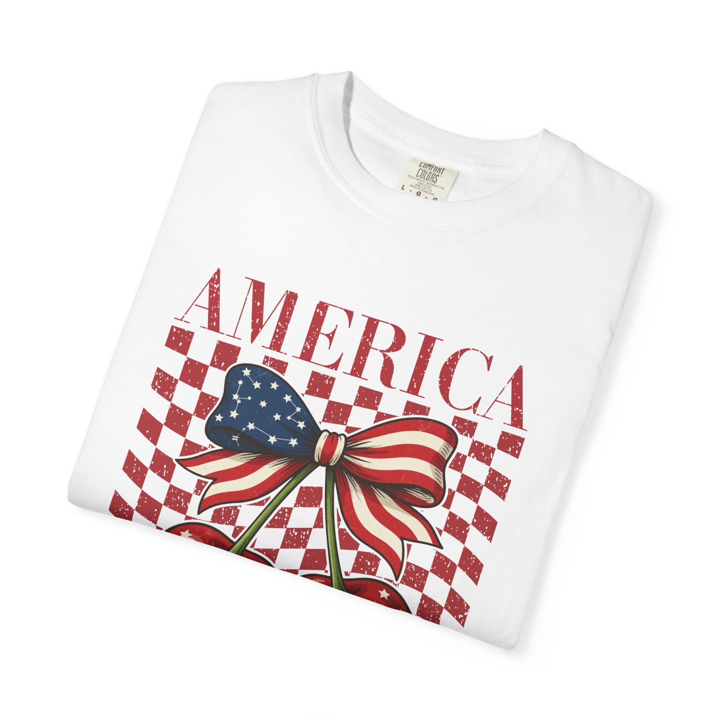 COMFORT COLORS - America Cherry Graphic T-Shirt — Patriotic 4th of July Tee