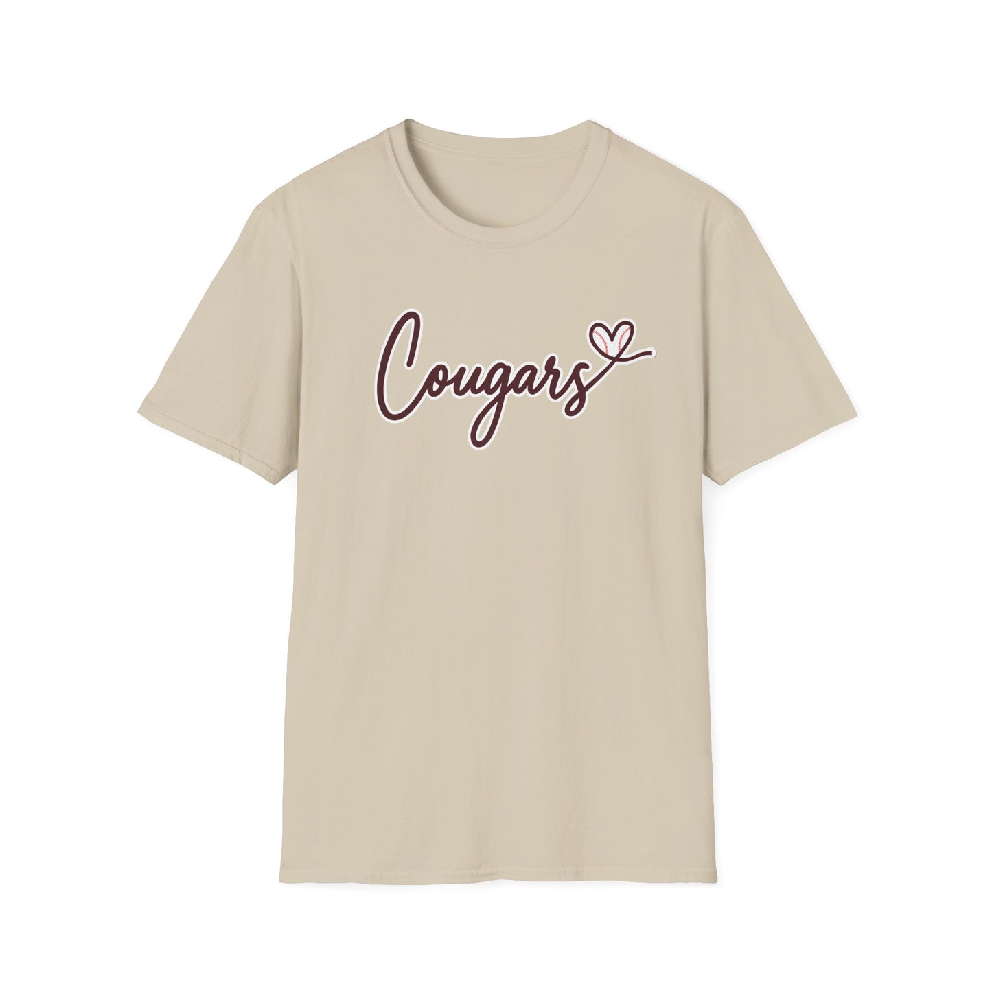 GILDAN - Cougars Script T-Shirt — Retro Pink Heart Team Tee