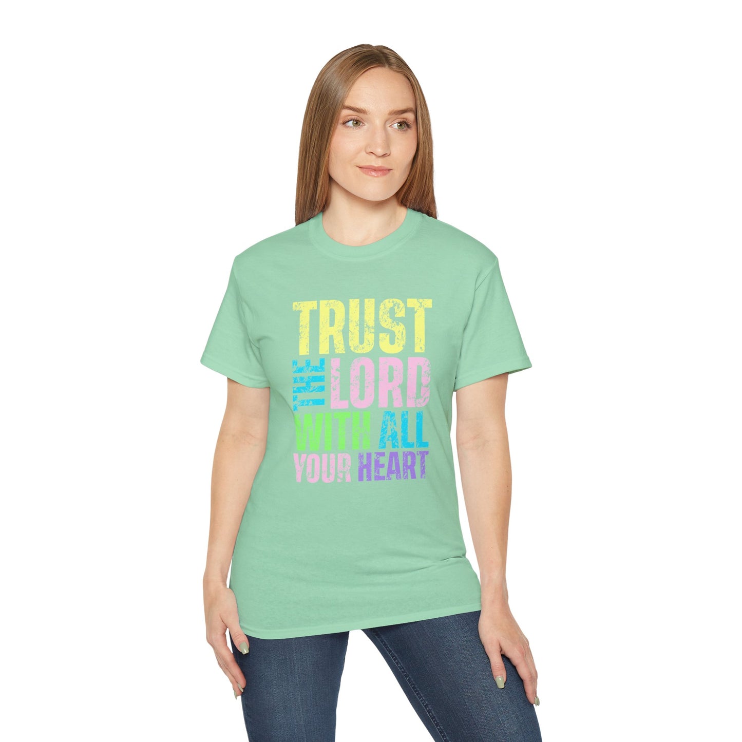 Christian T-Shirt - "Trust the Lord With All Your Heart" Colorful Faith Tee