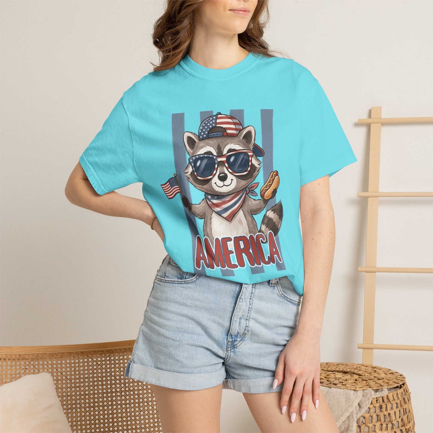 COMFORT COLORS - Patriotic Raccoon America T-Shirt