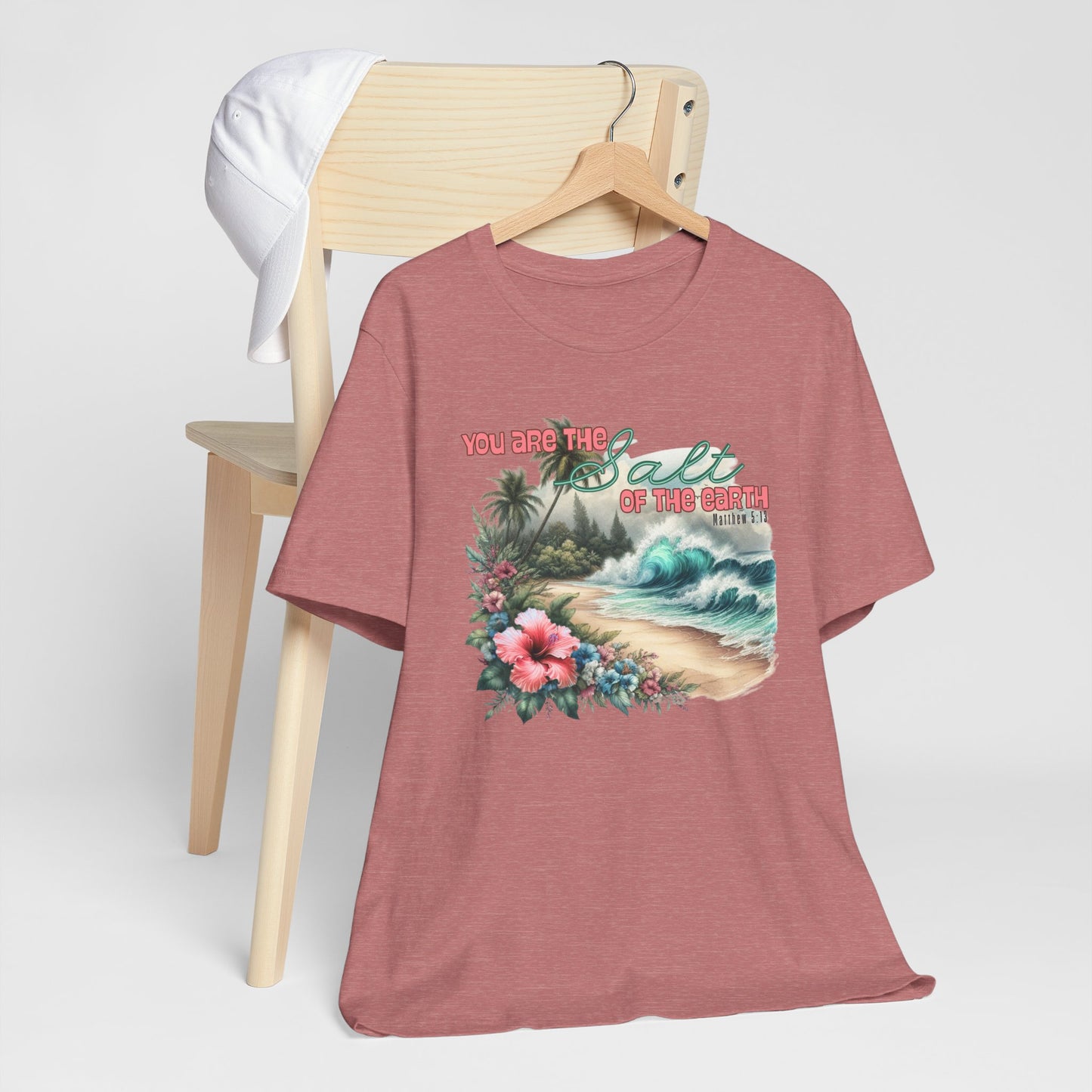 You Are the Salt of the Earth Beach T-Shirt – Tropical Floral Christian Faith Tee